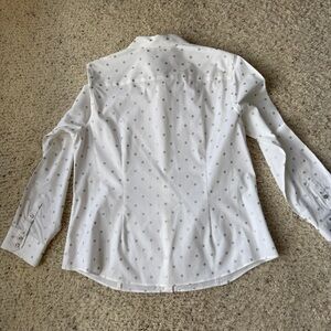 Talbots White and Sulver Polka Dot Shirt
